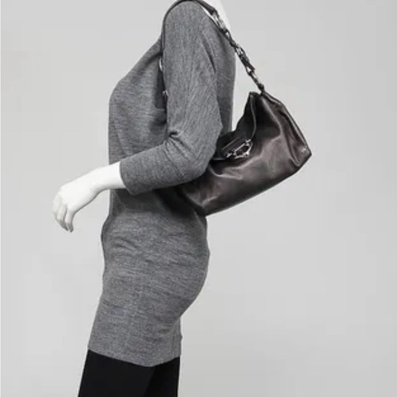 Prada Piombo Royal Calf Easy Leather Foldover - Small Shoulder Bag - Picture 2 of 10